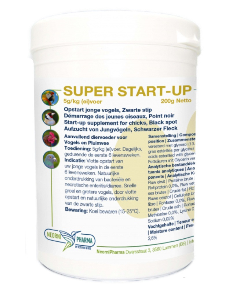 Neornipharma Super Start-Up (supplément de démarrage oisillons, tache noire) 200 g Neornipharma Super Start-Up (supplément de démarrage oisillons, tache noire) 200 g