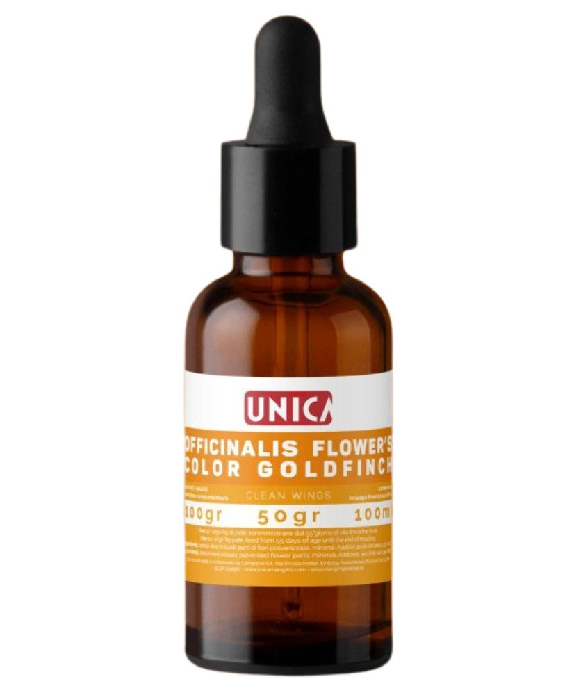 Unica Flower’s Colors Goldfinch Liquid (vloeibaar kleurstof voor distelvinken) 100ml Unica Flower’s Colors Goldfinch Liquid (vloeibaar kleurstof voor distelvinken) 100ml