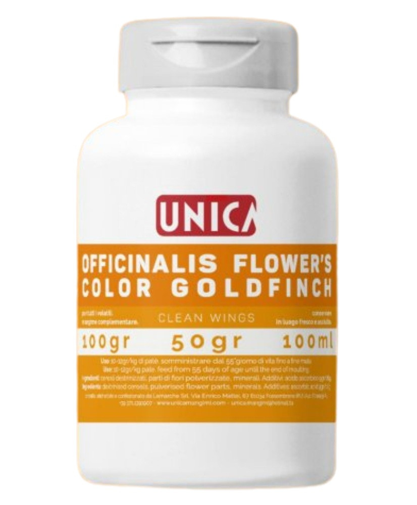 Unica Flowers Color Goldfinch 100g (natuurlijke opkleuring van putters) Unica Flowers Color Goldfinch 100g (natuurlijke opkleuring van putters)