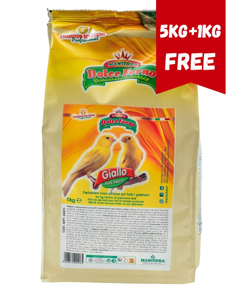 Manitoba Dolce Forno Dry Pro Insect 5kg+1kg GRATUIT (Pâtée aux oeufs canaris)