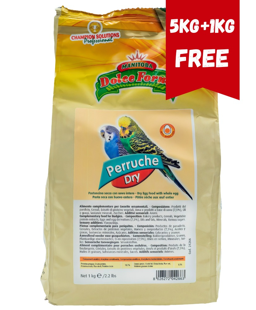 Manitoba Dolce Forno Perruche 5kg+1kg GRATUIT (Pâtée aux œufs pour perruches ondulées)