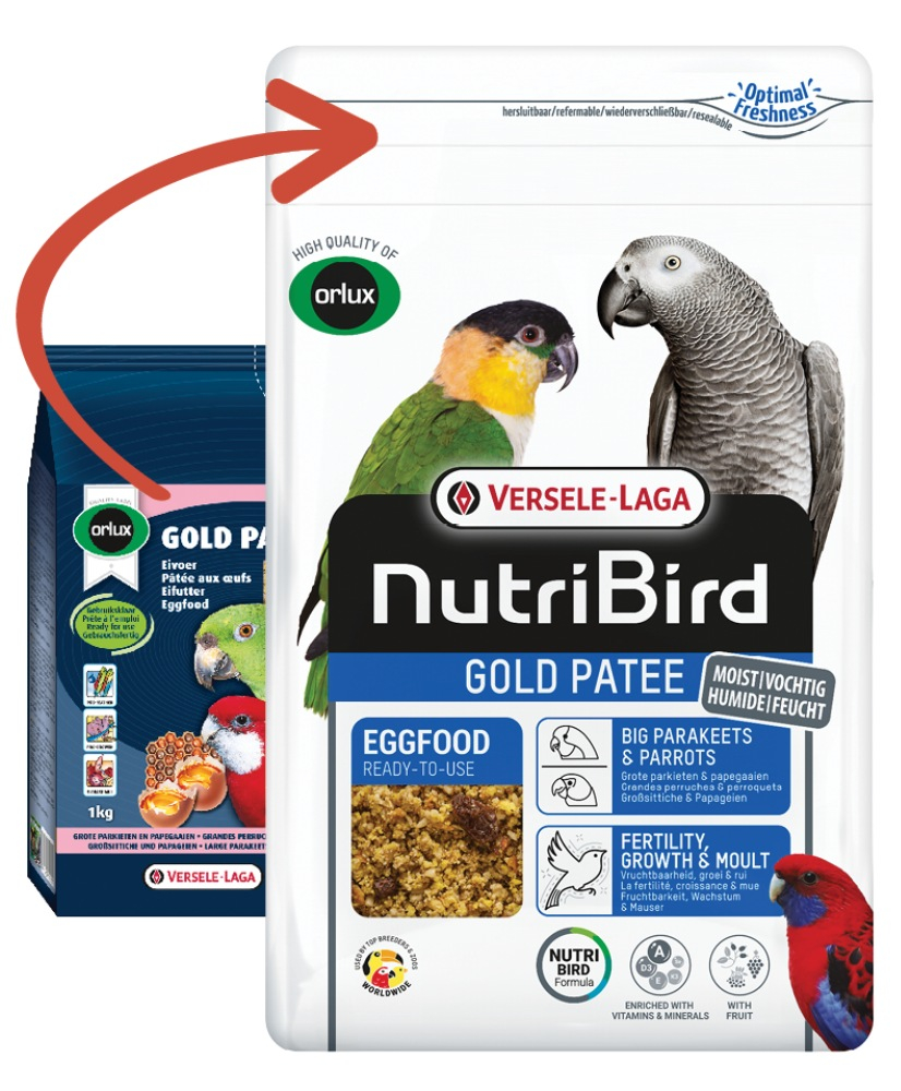 Gold Patee Grote Parkieten & Papegaaien 1kg (Orlux gebruiksklaar eivoer gr. parkieten & papegaaien) - Nutribird