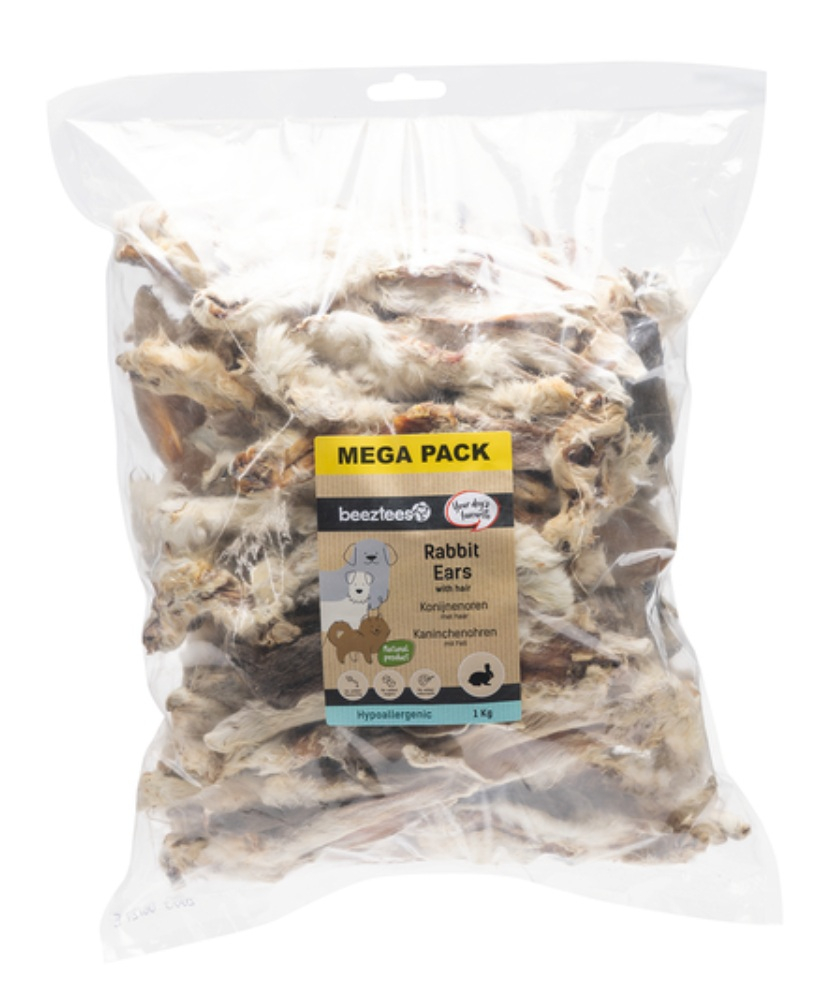 Oreilles de lapin avec poils 1kg - Beeztees