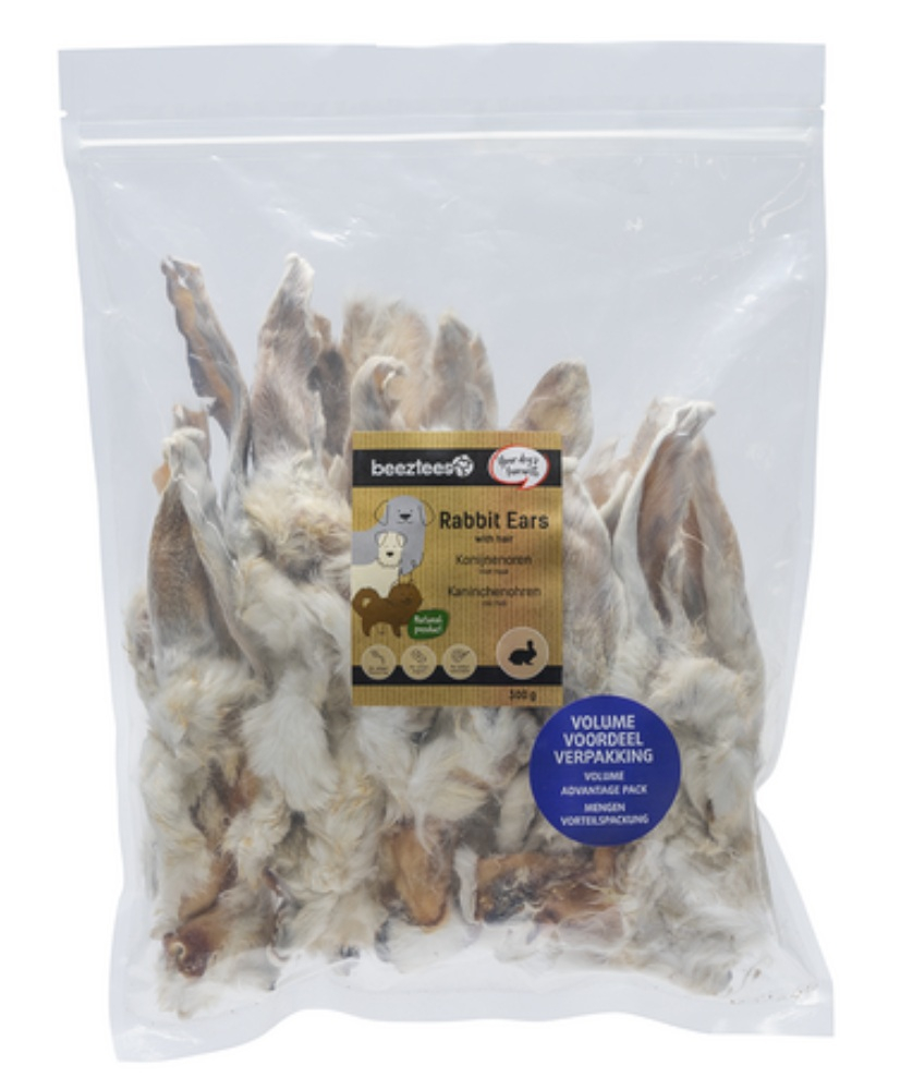 Oreilles de lapin avec poils 300g - Beeztees