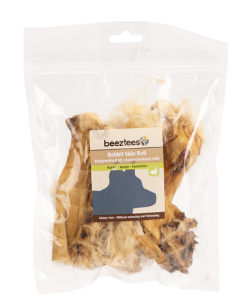 Konijnhuidrollen met haar 100g - Beeztees