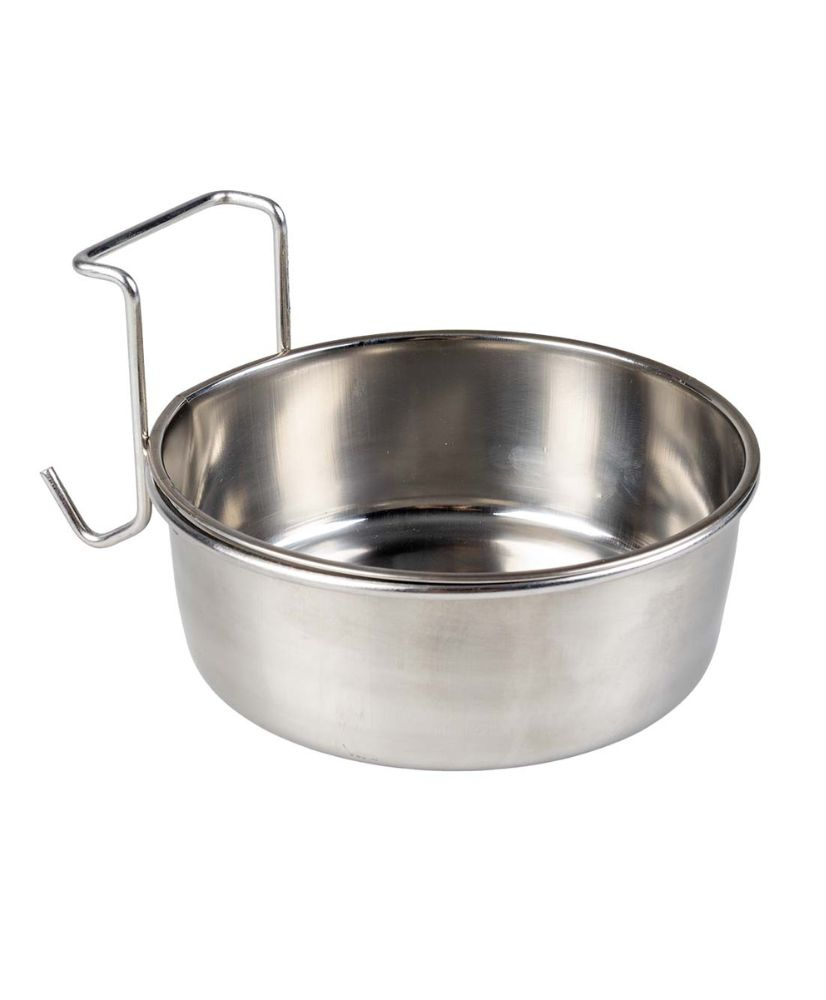 Mangeoire pour oiseaux inox + crochet argenté M 590ml - 12cm